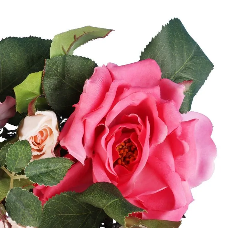 Romantyczny Wianek Z Różami O Średnicy 20 cm - Różowy