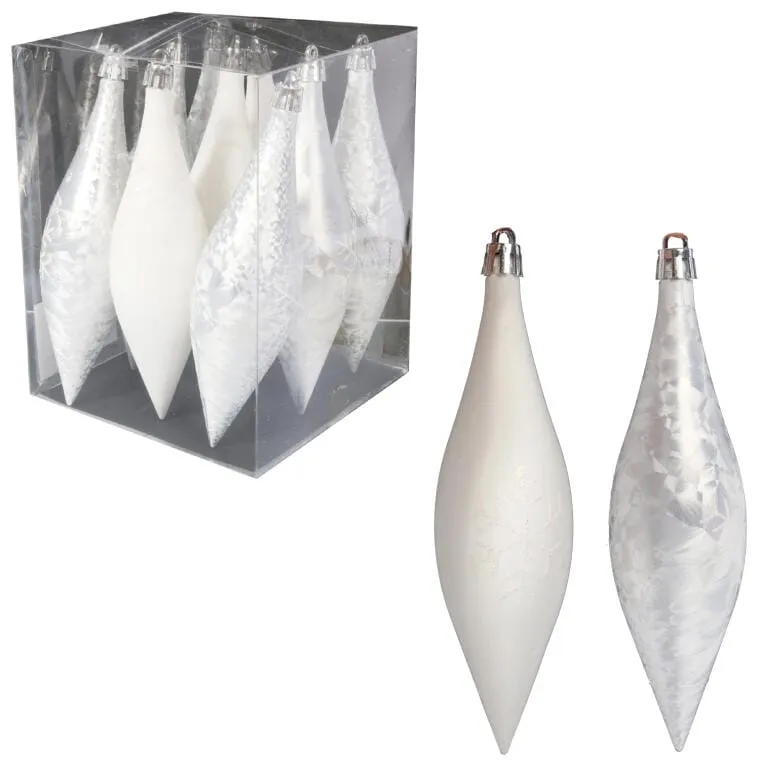 Zestaw 9 Białych Plastikowych Sopli Dekoracyjnych 15 cm Z Efektem Zmrożenia