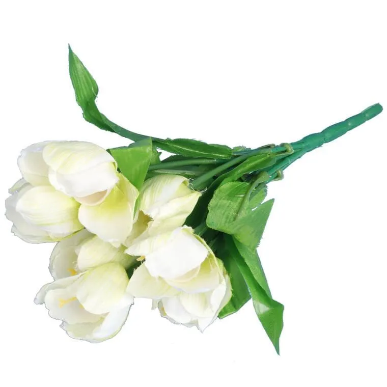 Bukiet 9 TULIPANÓW W Kolorze BIAŁYM 32 cm