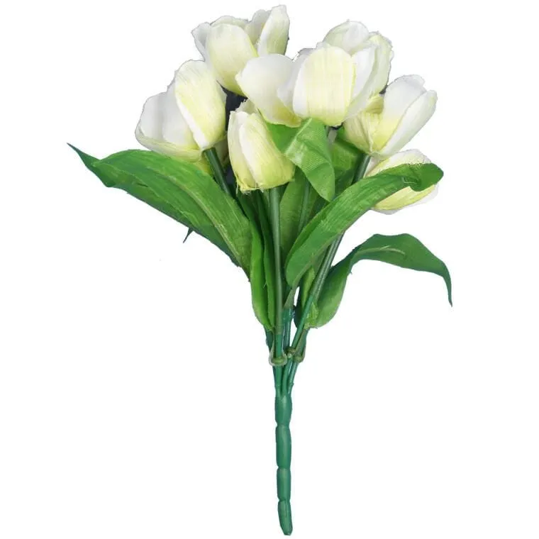 Bukiet 9 TULIPANÓW W Kolorze BIAŁYM 32 cm