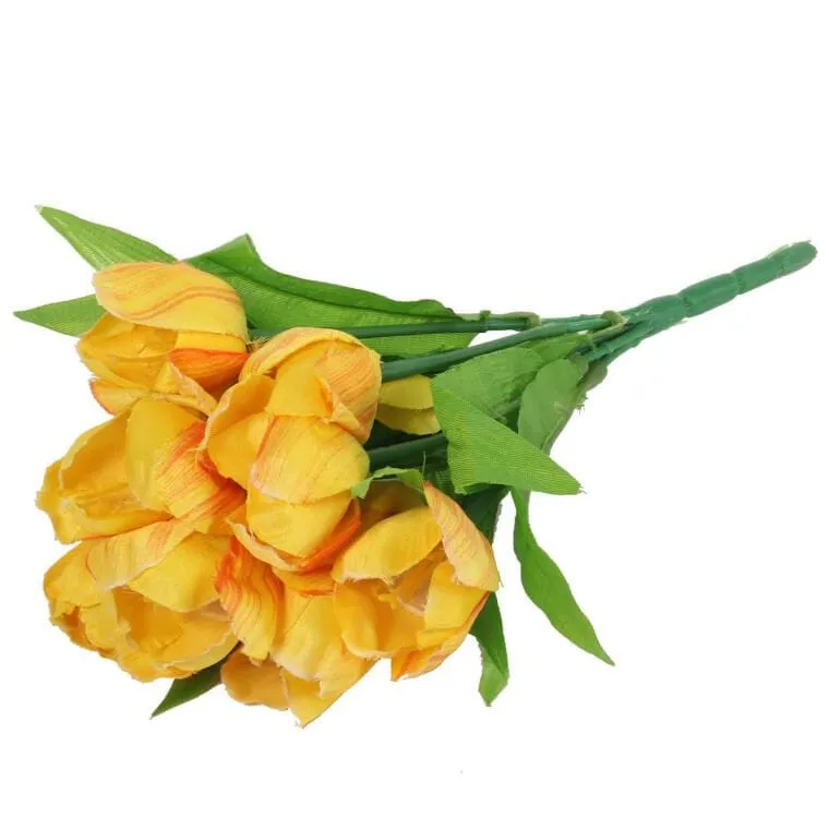 Bukiet 9 TULIPANÓW W Kolorze ŻÓŁTYM 32 cm