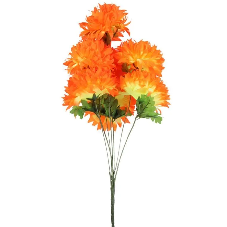 Bukiet 7 Dużych Chryzantem W Kolorze Pomarańczowym 74 cm