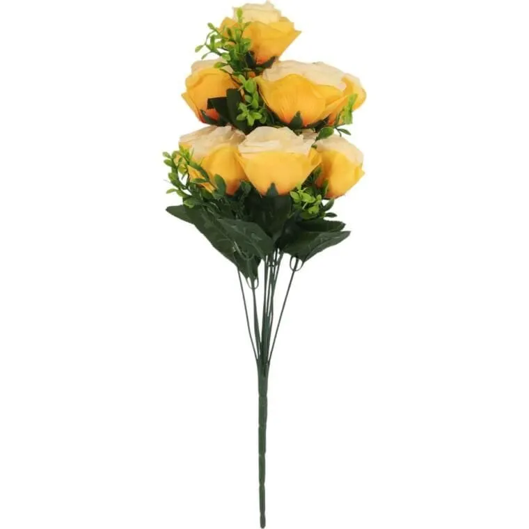 Bukiet 11 Róż Z Bukszpanem 54 cm - ŻÓŁTY