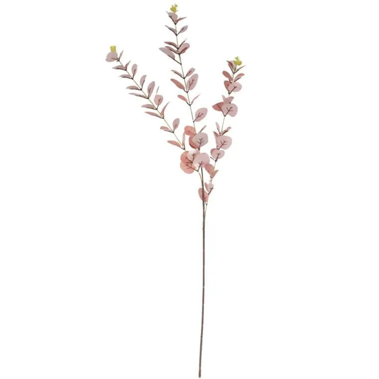 Gałązka Sztucznych Liści Eukaliptusa 80 cm - Różowa