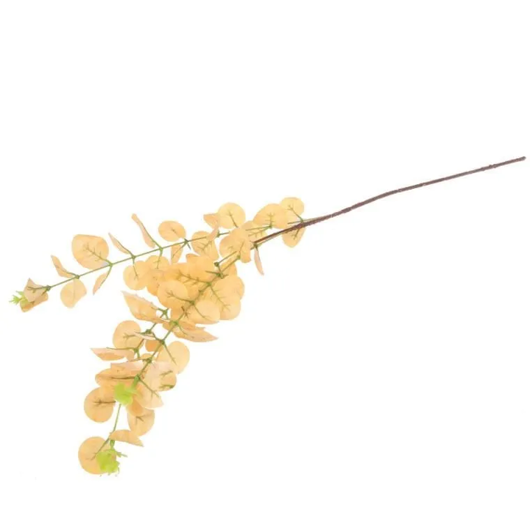 Gałązka Sztucznych Liści Eukaliptusa 80 cm - Żółta