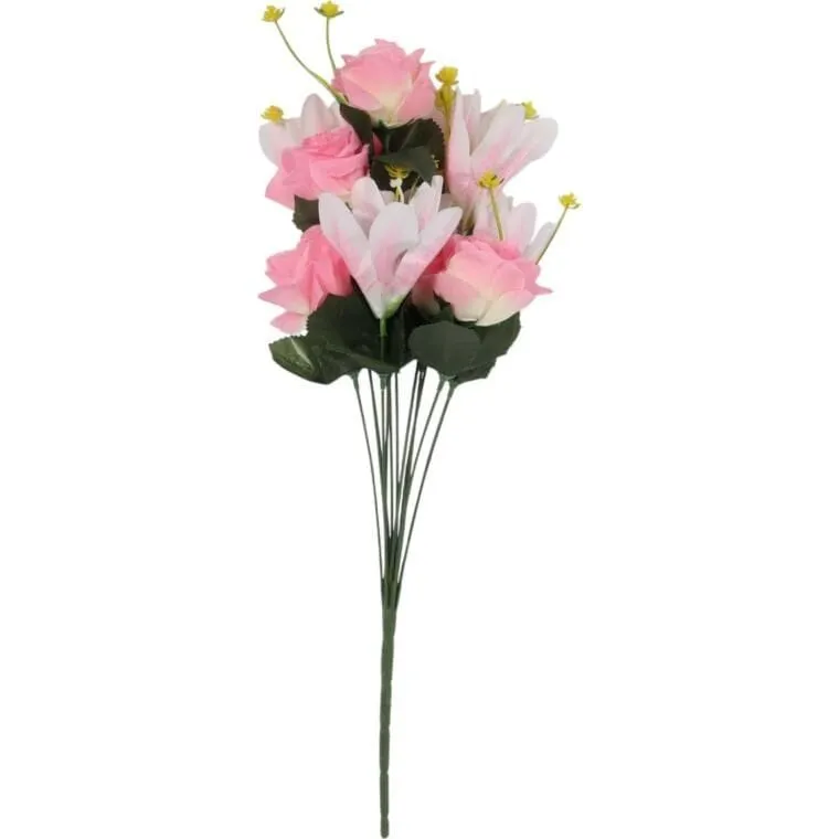 Bukiet Mix Lilii Z Różą 52 cm JASNO - RÓŻOWY