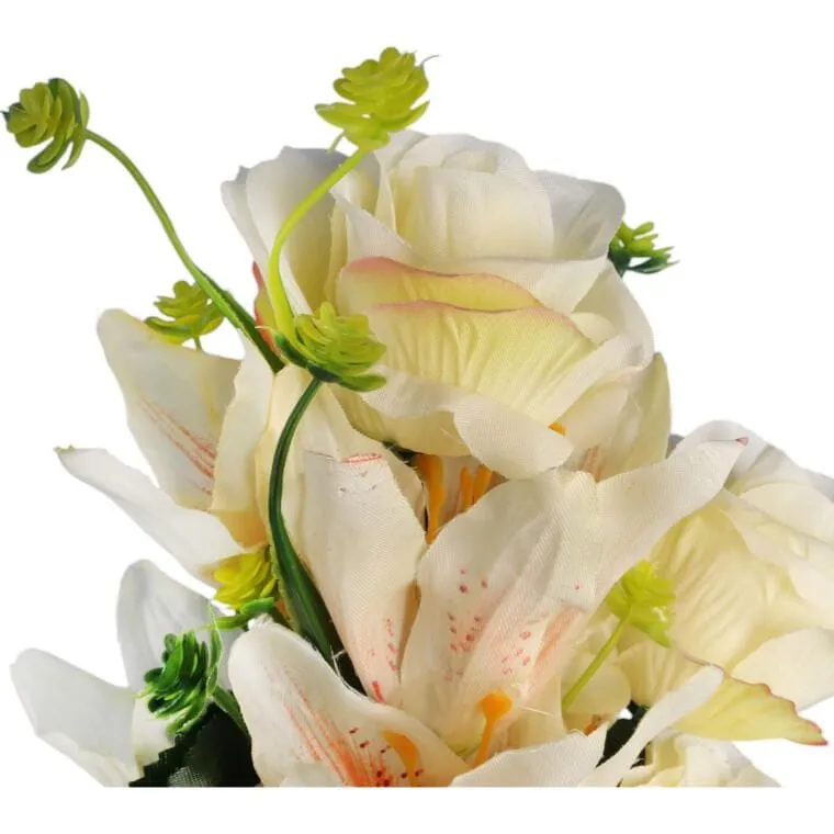 Bukiet Mix Lilii Z Różą 52 cm - KREMOWY