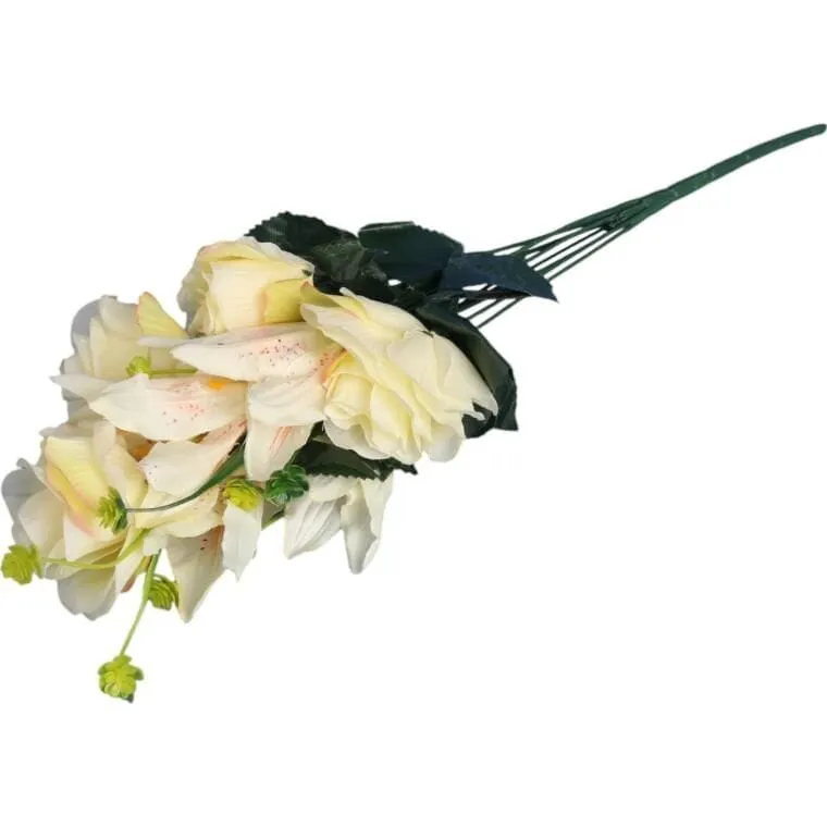 Bukiet Mix Lilii Z Różą 52 cm - KREMOWY