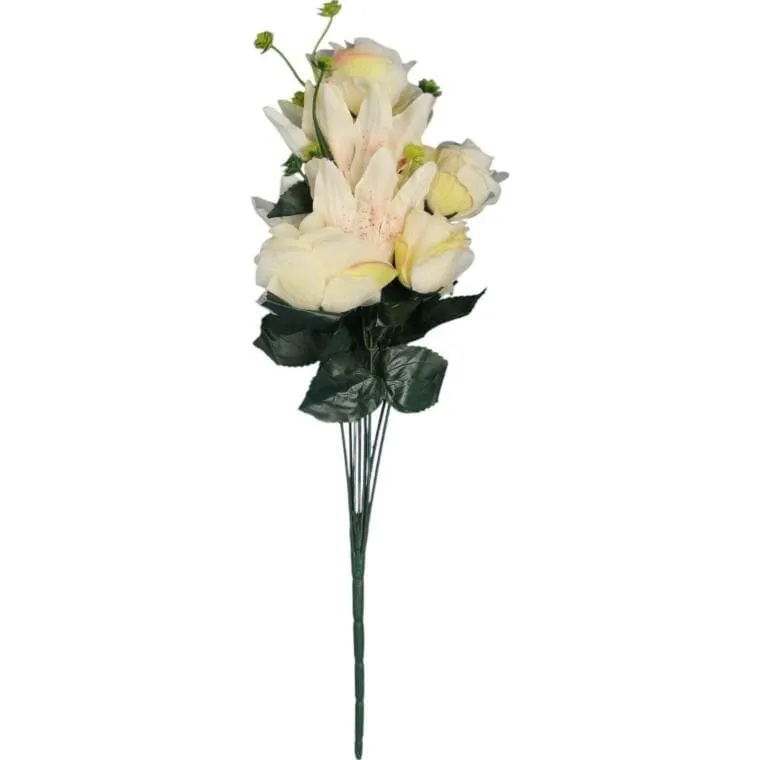 Bukiet Mix Lilii Z Różą 52 cm - KREMOWY