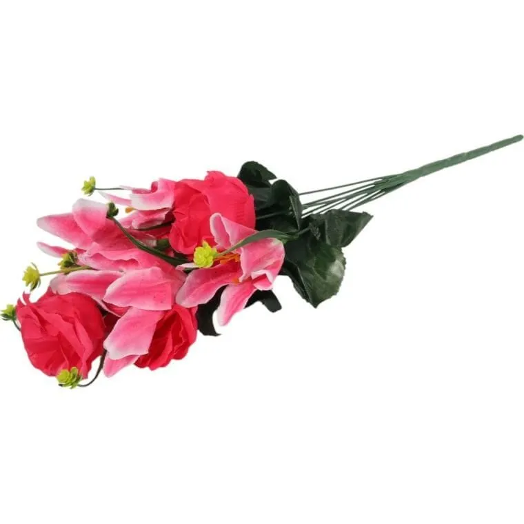 Bukiet Mix Lilii Z Różą 52 cm - RÓŻOWY
