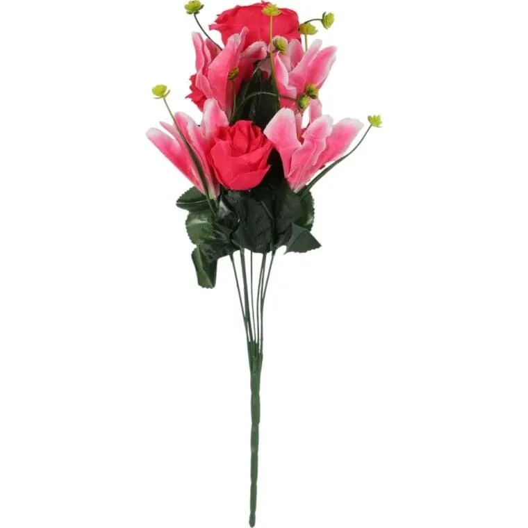 Bukiet Mix Lilii Z Różą 52 cm - RÓŻOWY