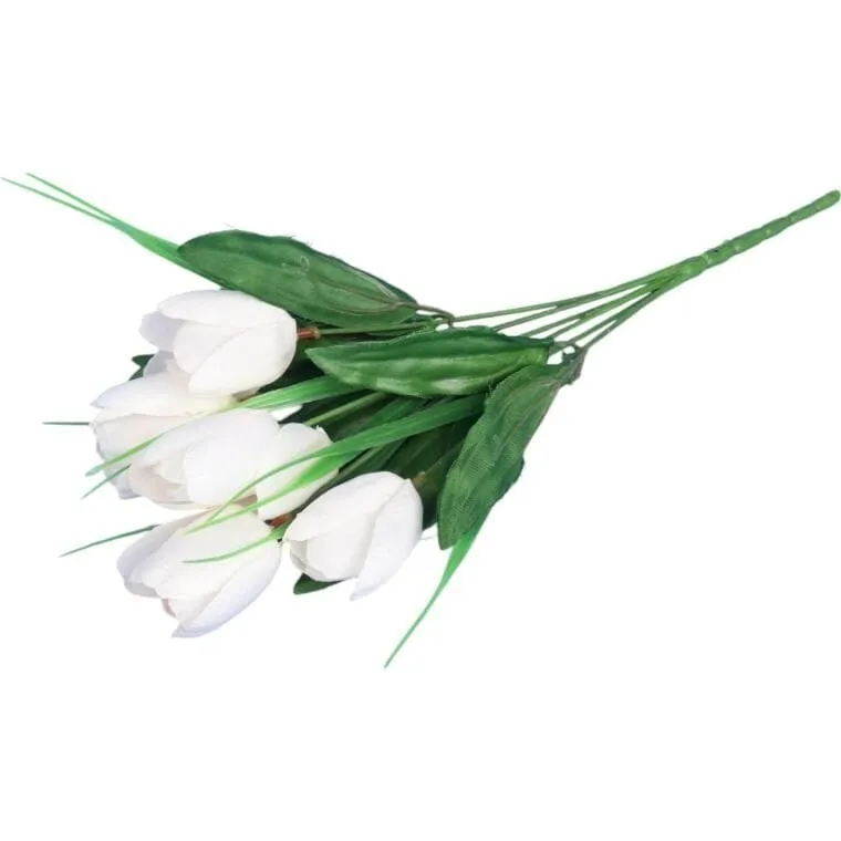 Bukiet 6 TULIPANÓW Z Trawką 34 cm - BIAŁY