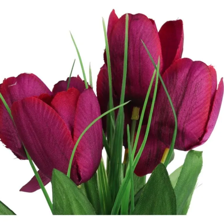 Bukiet 6 TULIPANÓW Z Trawką 34 cm - FIOLETOWY