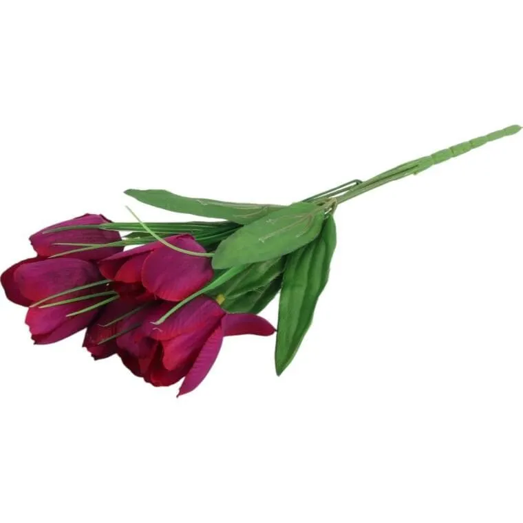 Bukiet 6 TULIPANÓW Z Trawką 34 cm - FIOLETOWY