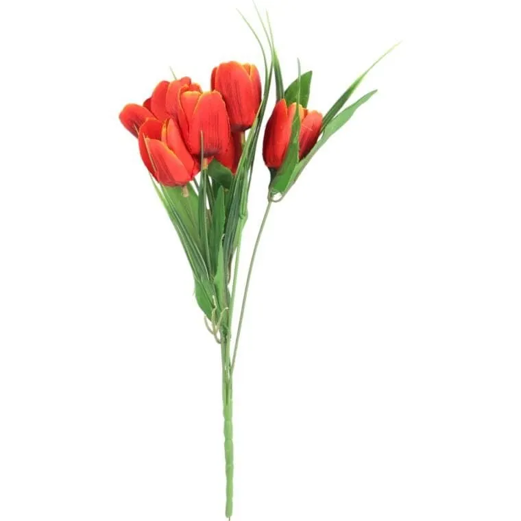 Bukiet 6 TULIPANÓW Z Trawką 34 cm - POMARAŃCZOWY