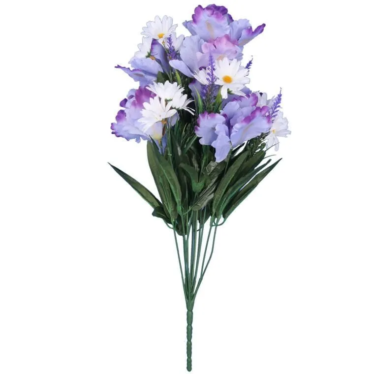 Bukiet 14 Irysów Z Margaretkami I Wrzosami 50 cm