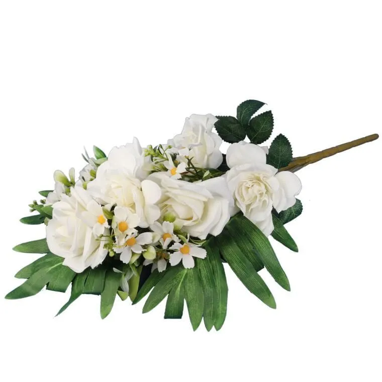 Bukiet Płaski Z Różami 60cm - BIAŁY