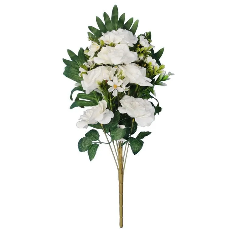 Bukiet Płaski Z Różami 60cm - BIAŁY