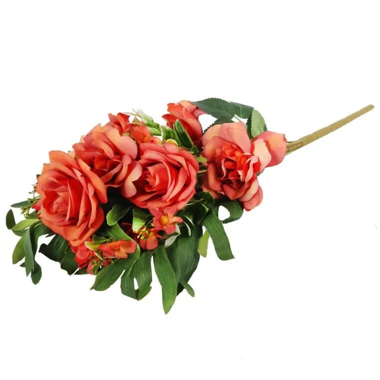 Bukiet Płaski Z Różami 60cm - POMARAŃCZOWY