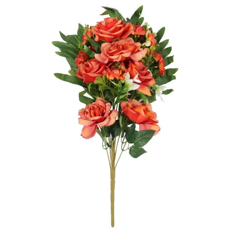 Bukiet Płaski Z Różami 60cm - POMARAŃCZOWY