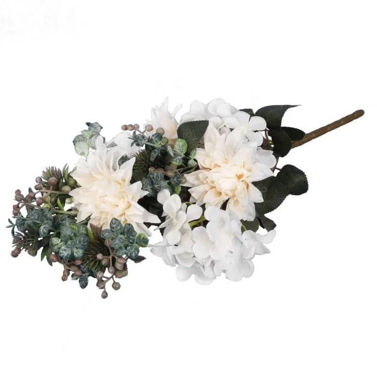 Bukiet Płaski Z Hortensją 48 cm - BIAŁY