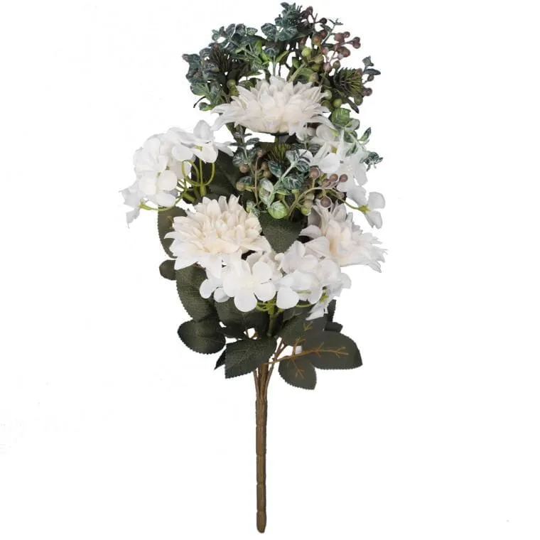 Bukiet Płaski Z Hortensją 48 cm - BIAŁY