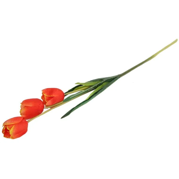 Gałązka 3 TULIPANÓW 80 cm - POMARAŃCZOWA
