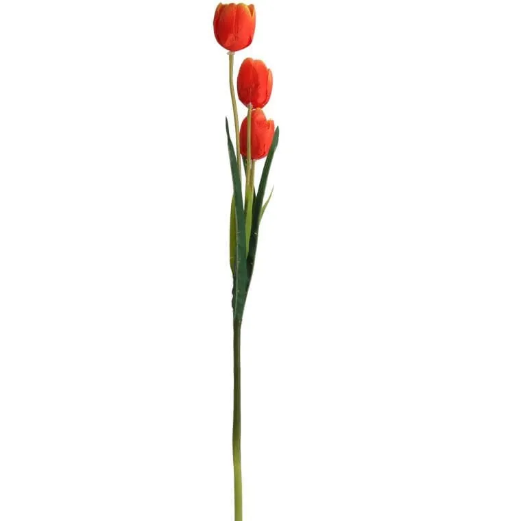 Gałązka 3 TULIPANÓW 80 cm - POMARAŃCZOWA