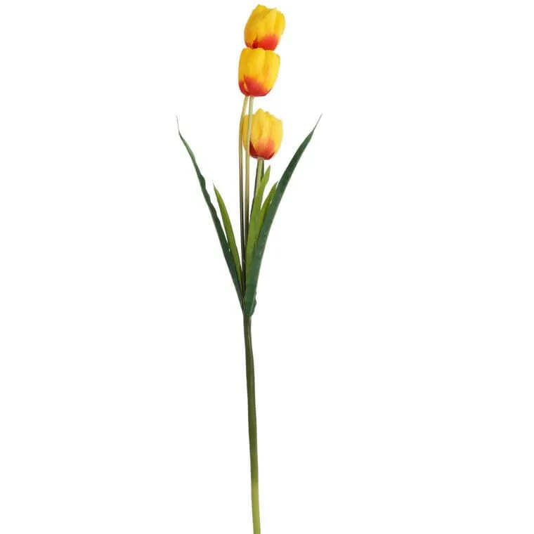 Gałązka 3 TULIPANÓW 80 cm - ŻÓŁTA