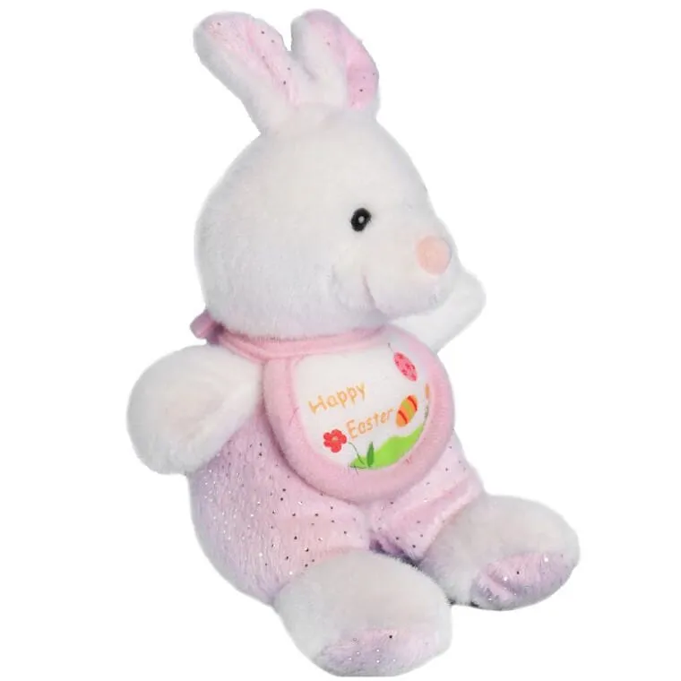 Pluszak KRÓLIK Wielkanocny Z Napisem 'HAPPY EASTER' - Różowy