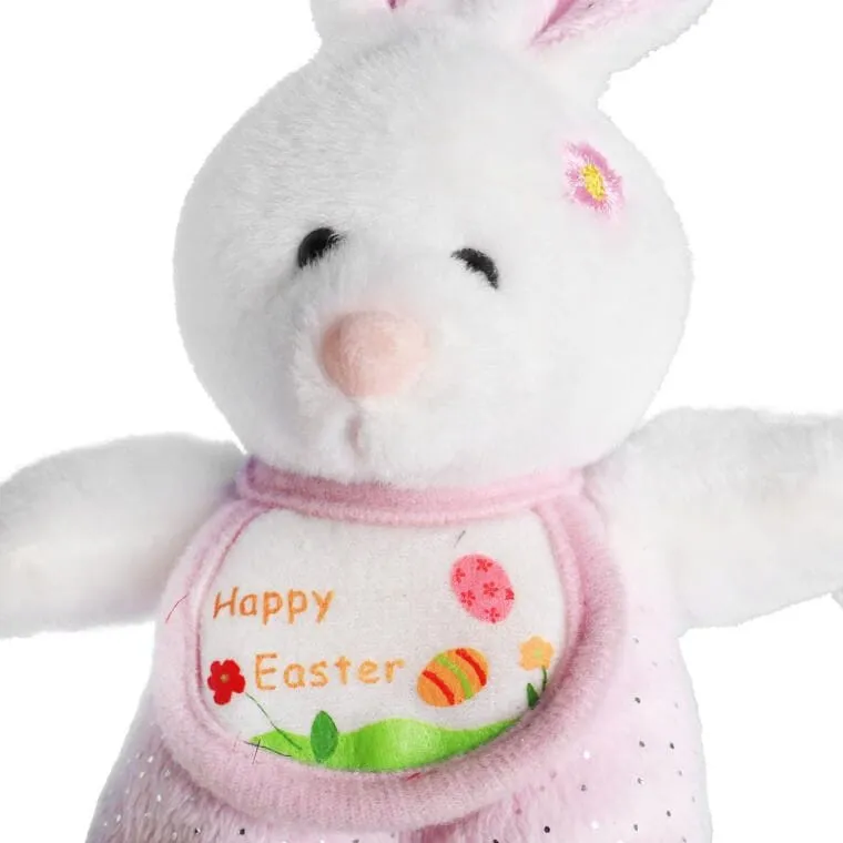 Pluszak KRÓLIK Wielkanocny Z Napisem 'HAPPY EASTER' - Różowy