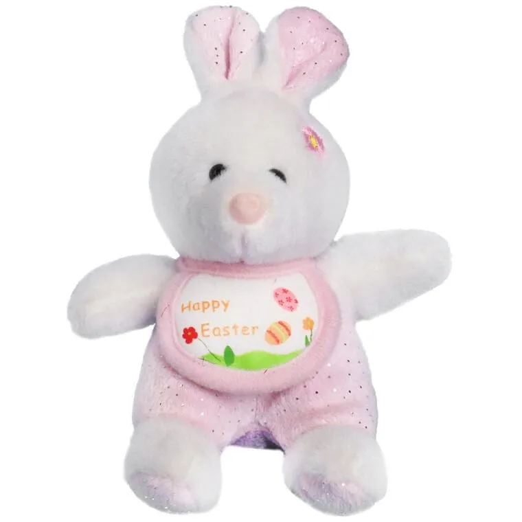 Pluszak KRÓLIK Wielkanocny Z Napisem 'HAPPY EASTER' - Różowy