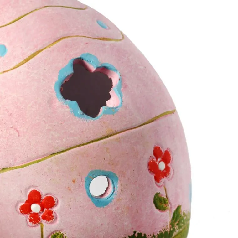 Ceramiczny Lampion W Kształcie Jajka 14cm - Różowy