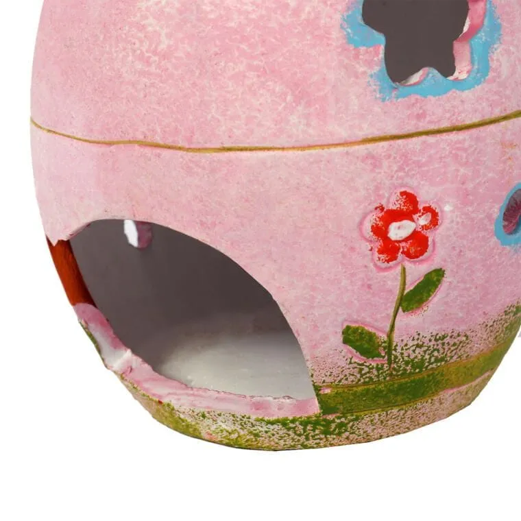Ceramiczny Lampion W Kształcie Jajka 14cm - Różowy