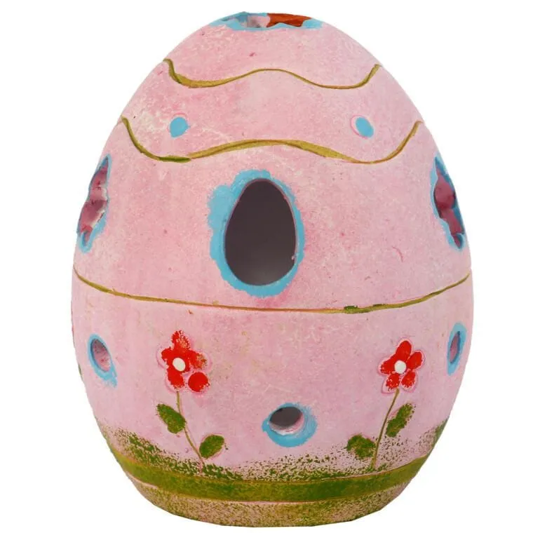 Ceramiczny Lampion W Kształcie Jajka 14cm - Różowy