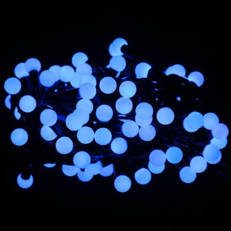 Lampki Choinkowe Na Sznurze 100 LED PEREŁKI NIEBIESKIE