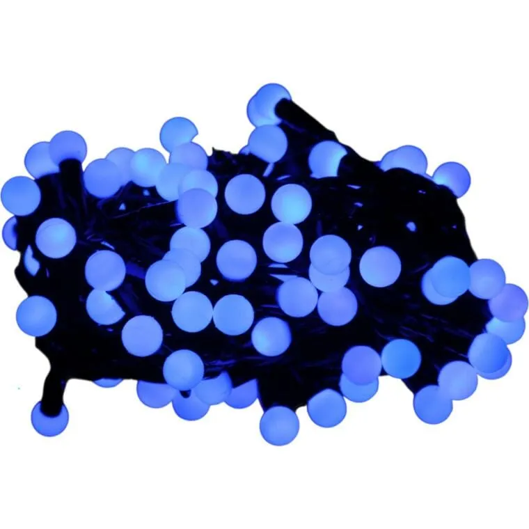 Lampki Choinkowe Na Sznurze 100 LED PEREŁKI NIEBIESKIE