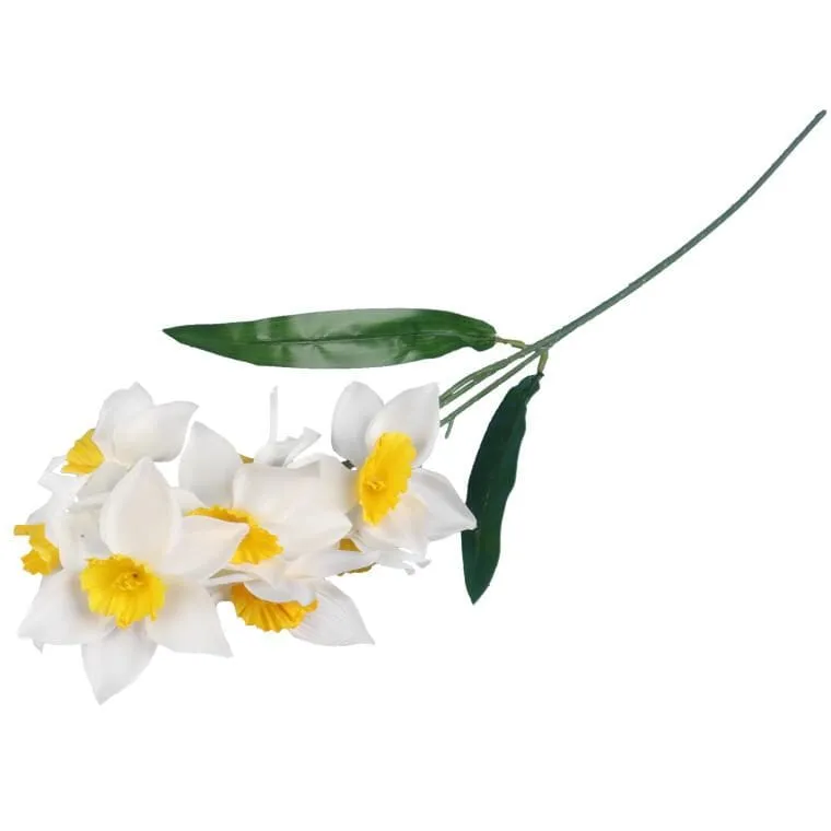 Gałązka Z 9 Kwiatami Narcyza 70 cm - Biała