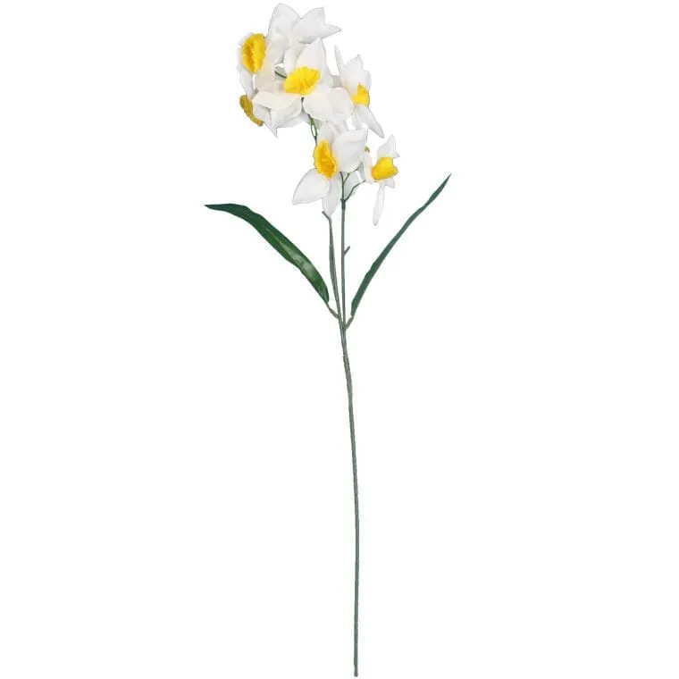 Gałązka Z 9 Kwiatami Narcyza 70 cm - Biała