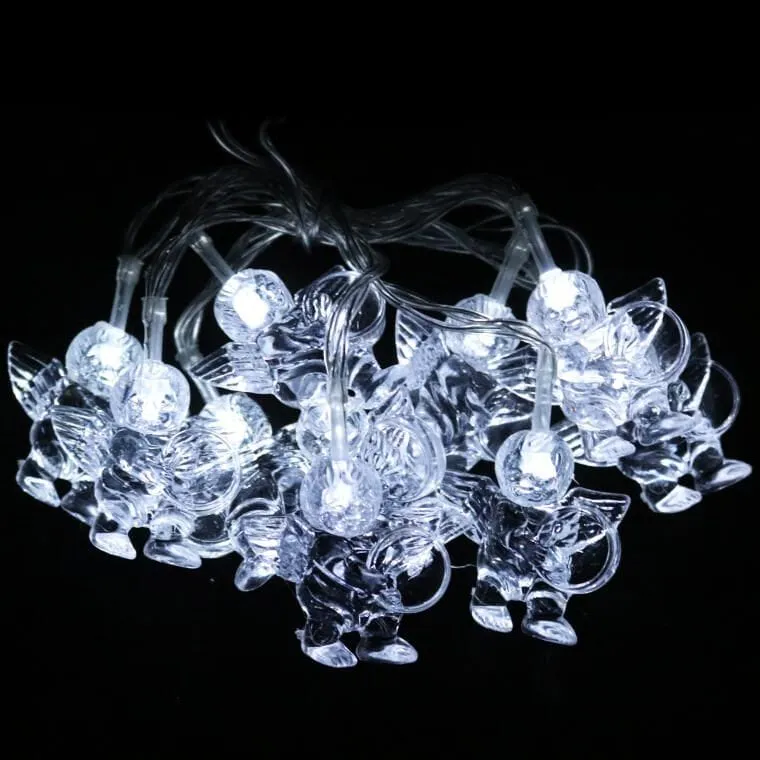 Lampki Choinkowe Na Sznurze AKRYLOWE ANIOŁKI 10 LED Na Baterie