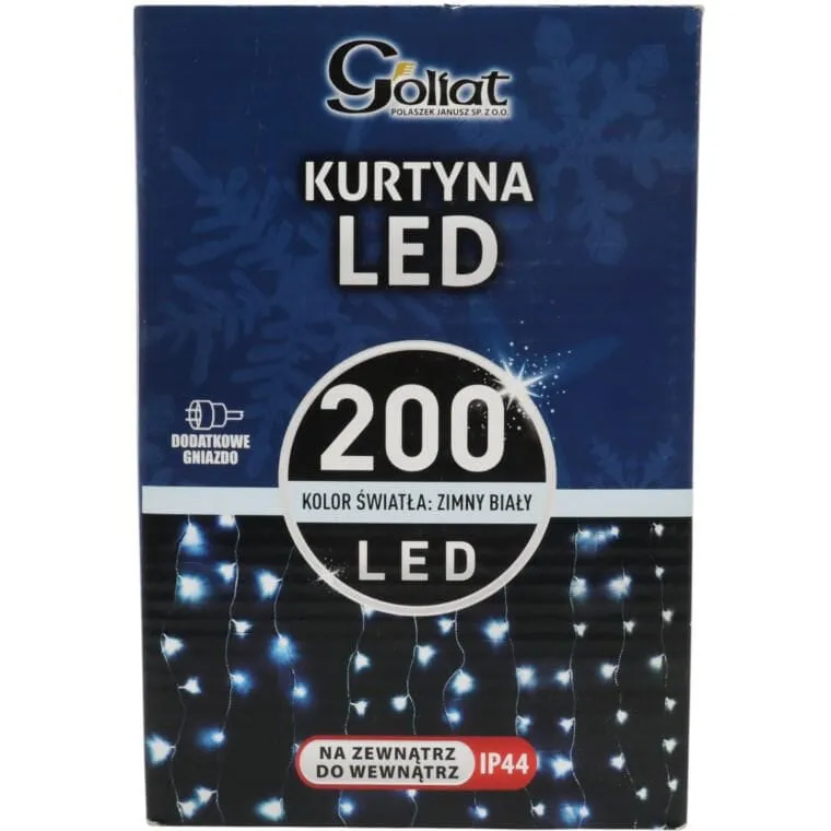 Kurtyna 200 LED Zasłona Świetlna Lampki Święta Lampka Świąteczna 2 x 1 m