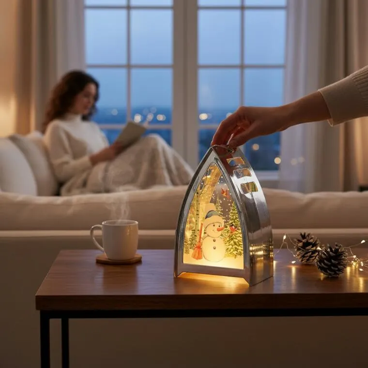 Lampion Świąteczny Latarenka Dekoracja Świetlna LED Boże Narodzenie Bałwan