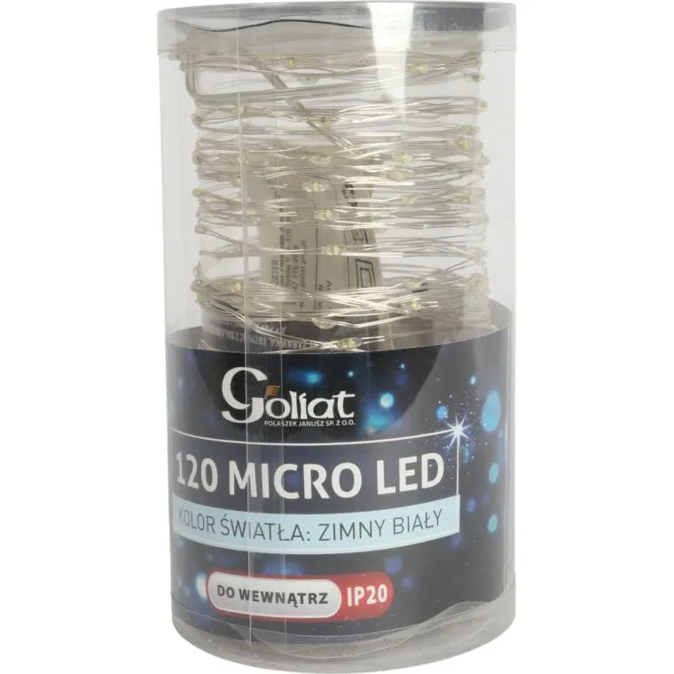 Lampki Choinkowe 120 LED IP20 Zimny Na Baterie - Biały