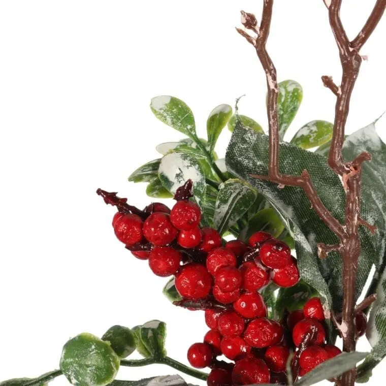 PIK GAŁĄZKA Ozdobna Z Jarzębiną, Szyszką I Bluszczem 30 cm - Czerwona