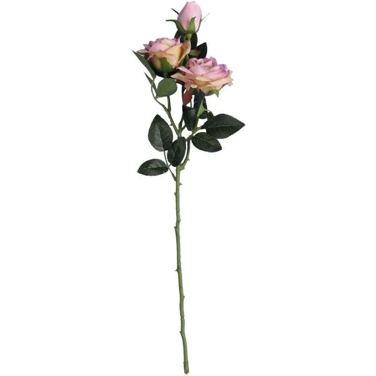 Gałązka Z 3 Różami 56 cm - Różowa