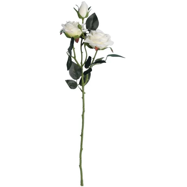 Gałązka Z 3 Różami 56 cm - Biała