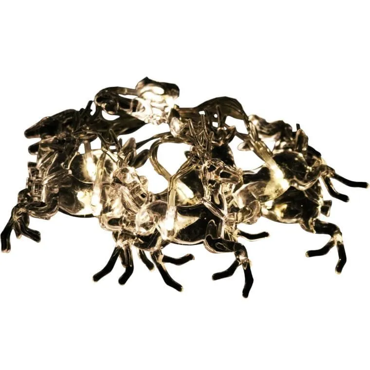 Lampki Choinkowe Na Sznurze AKRYLOWE RENIFERY 10 LED Na Baterie 10 cm