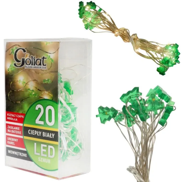 Lampki Choinkowe Na Sznurze CHOINKI 20 LED Na Baterie - ZIELONE