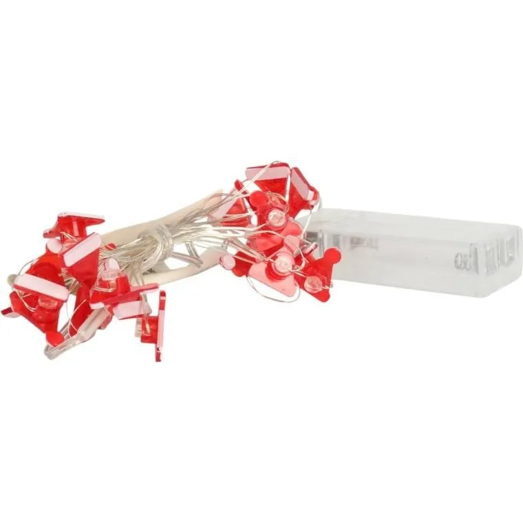 Lampki Choinkowe Na Sznurze CZAPKI MIKOŁAJA 20 LED Na Baterie