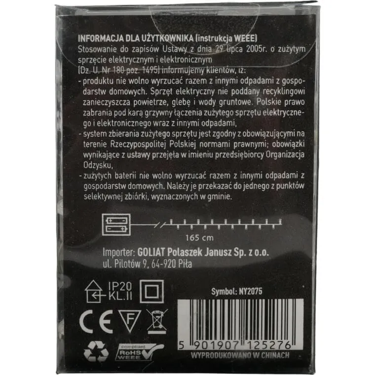Lampki Choinkowe Na Sznurze AKRYLOWE RENIFERY 10 LED Na Baterie